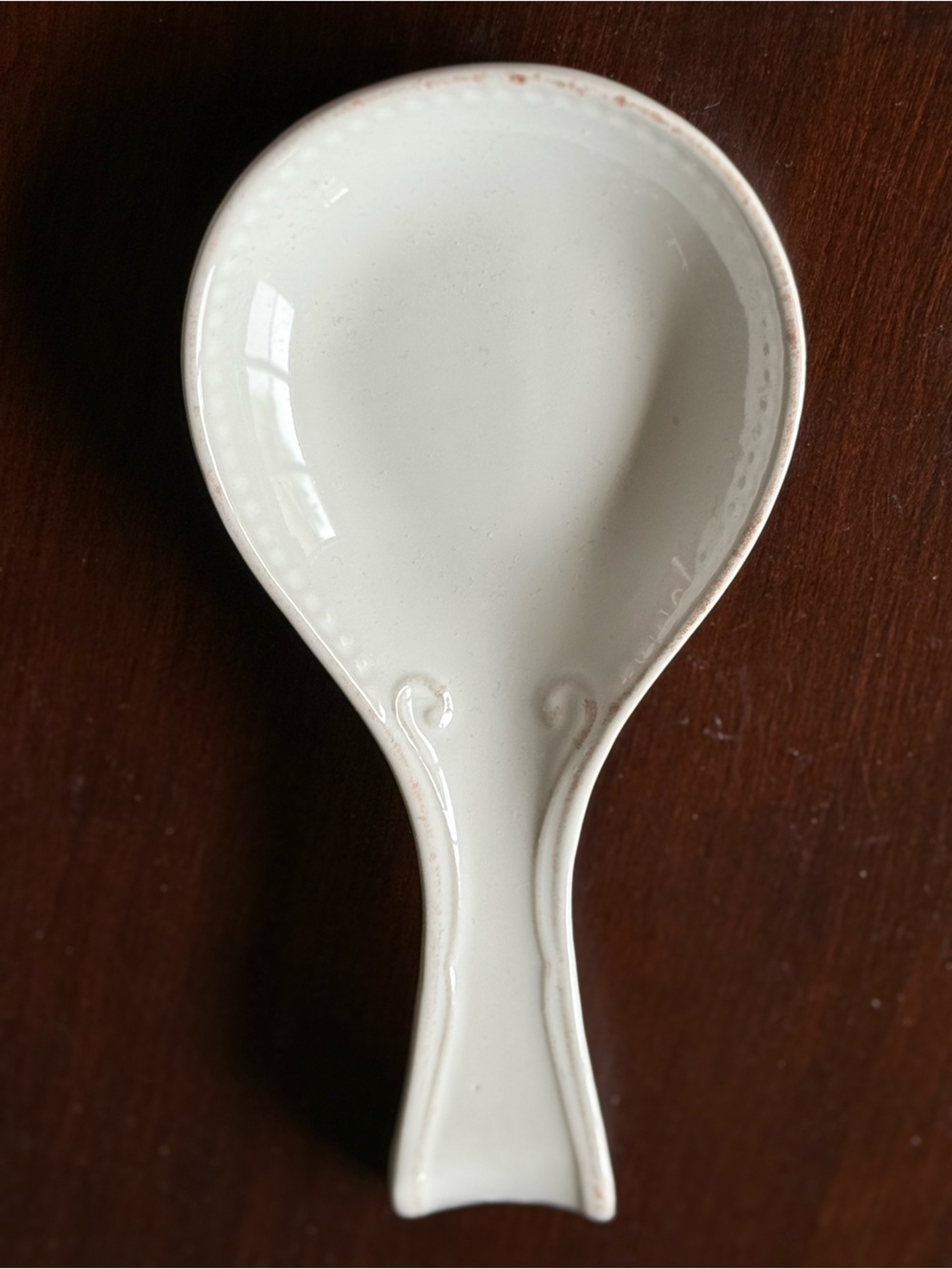 White Ceramic Serving Spoon Rest - Home Dining